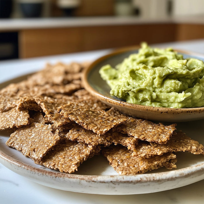 Leinsamen-Cracker mit Avocado-Dip